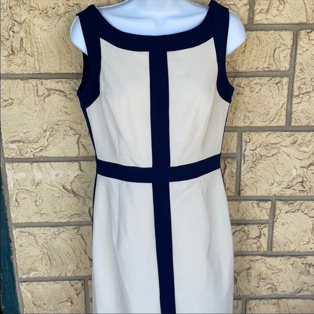 Ellen Tracy Dress Navy Blue & Ivory Size 6 Casual career Formal - Picture 5 of 12